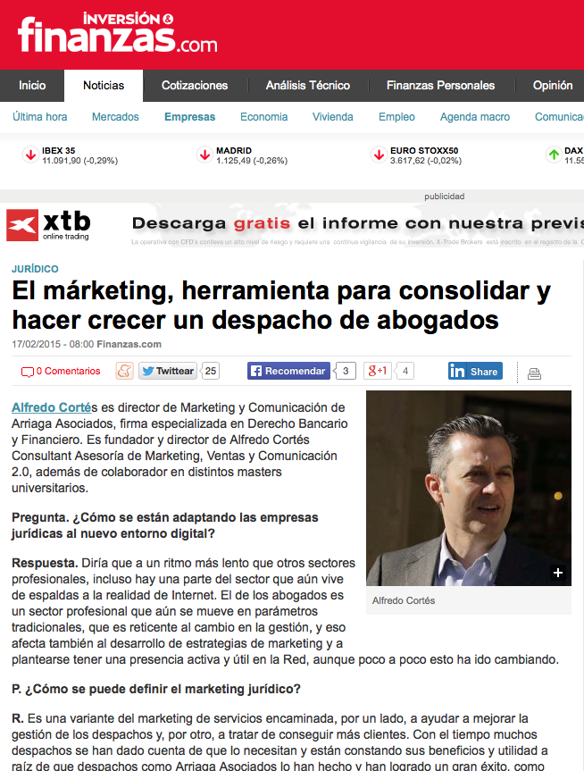 Entrevista Finanzas.com #Marketing #Marketingjuridico