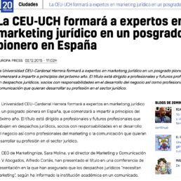 La CEU-UCH formará a expertos en marketing jurídico en un posgrado pionero en España