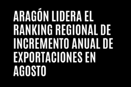 Aragón lidera el ranking regional de incremento anual de exportaciones en agosto