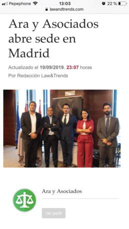 Articulo publicado de la presentación del despacho en Madrid. Aray Asociados Alfredo Cortés Consultor externo de marketing y comunicacion